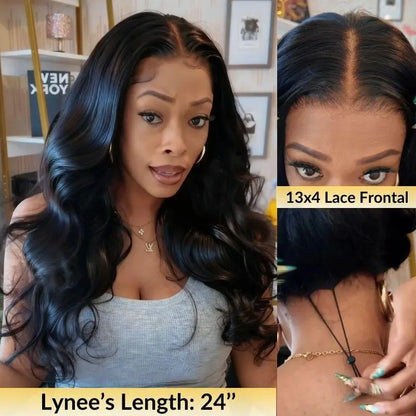 🔥Final 4 Hours: 65% OFF + Free Shipping：🌸13x4 HD Lace Front Body Wave Wigs Pre Plucked Natural Black 180% Density For Women🌸