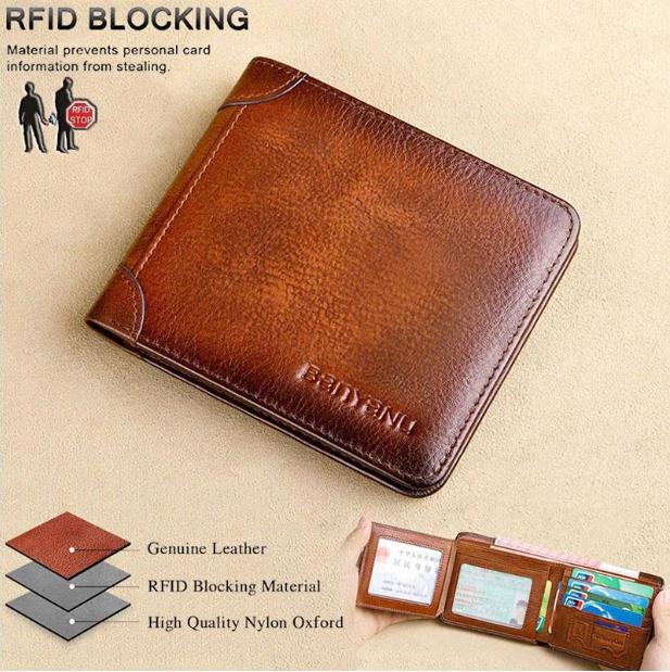 🔥2026 New Arrival🔥 Minimalist RFID Blocking Leather Wallet for Men – Ultra-Thin Top Layer Cowhide