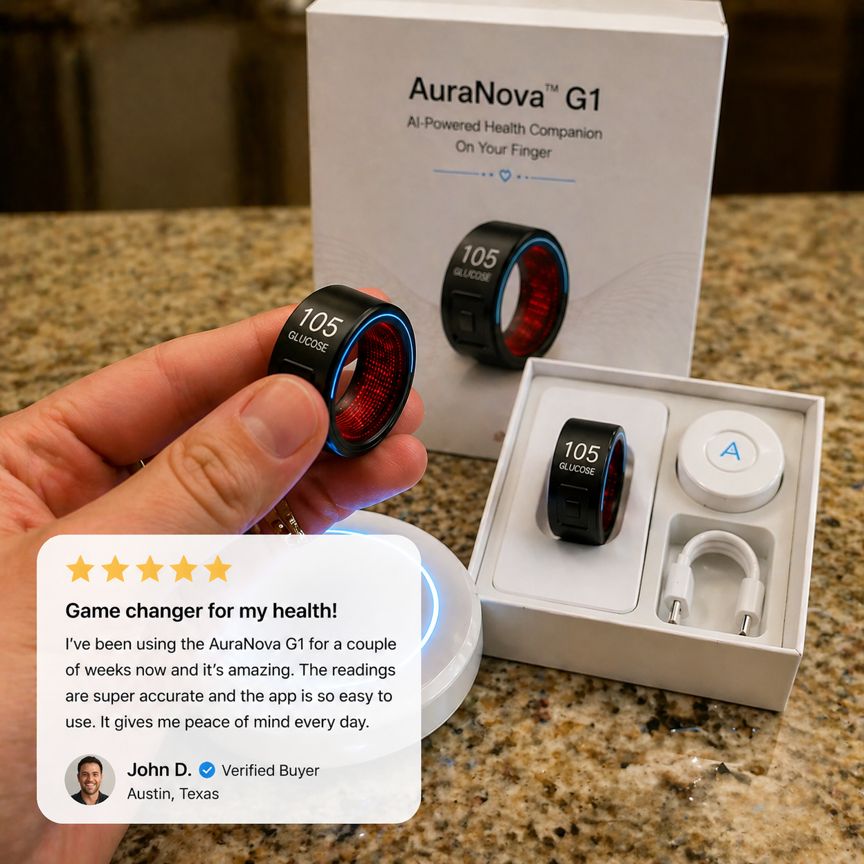🎉 83% OFF Launch Offer🔥AuraNova™ G1 Non-Invasive Smart Ring（Mayo Clinic Recommended）