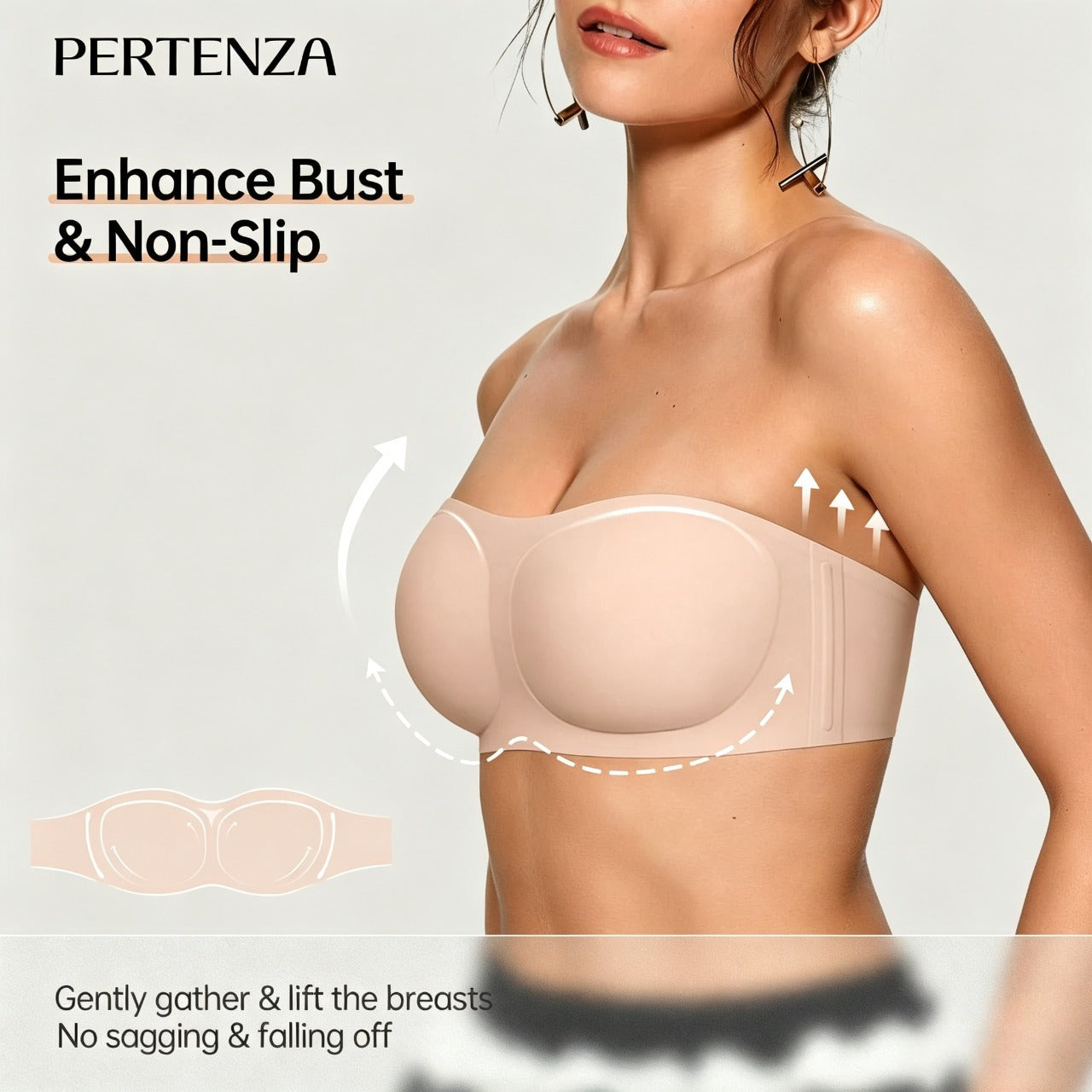 💞Pertenza Strapless Push Up Bra - Non-Slip Wireless Seamless Smooth Back Jelly Bra🌸