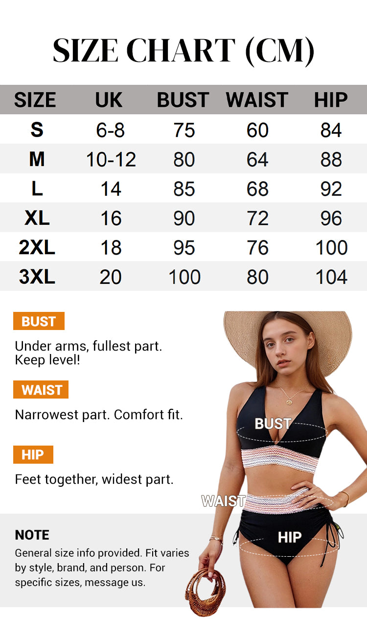 🔥Summer Sale🔥High Waisted Tummy Control Color Block Bikini Sets