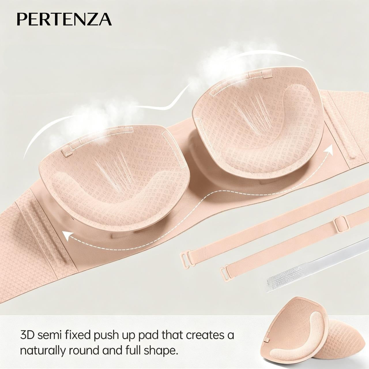 💞Pertenza Strapless Push Up Bra - Non-Slip Wireless Seamless Smooth Back Jelly Bra🌸