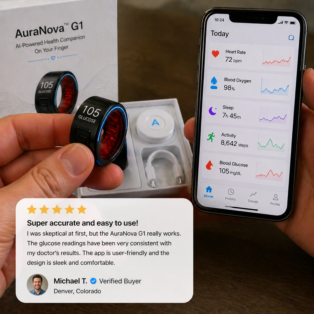 🎉 83% OFF Launch Offer🔥AuraNova™ G1 Non-Invasive Smart Ring（Mayo Clinic Recommended）