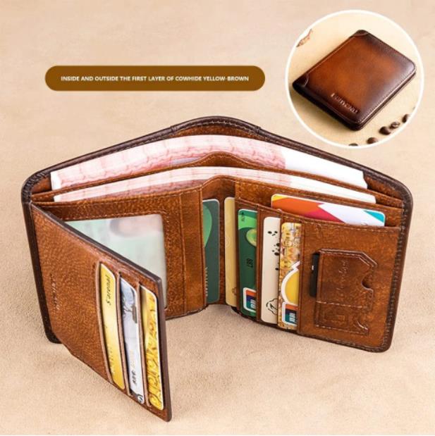 🔥2026 New Arrival🔥 Minimalist RFID Blocking Leather Wallet for Men – Ultra-Thin Top Layer Cowhide
