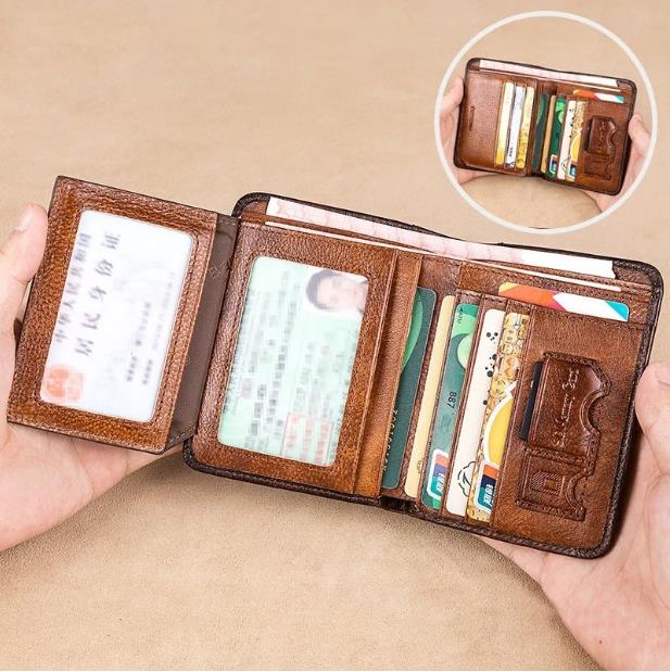 🔥2026 New Arrival🔥 Minimalist RFID Blocking Leather Wallet for Men – Ultra-Thin Top Layer Cowhide