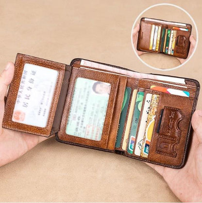 🔥2026 New Arrival🔥 Minimalist RFID Blocking Leather Wallet for Men – Ultra-Thin Top Layer Cowhide